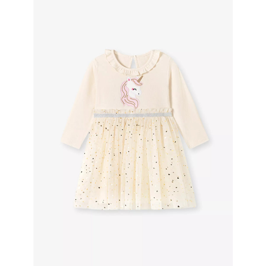 Children’s Unicorn Applique Ruffle Trim Tulle Dress Apparel and Accessories