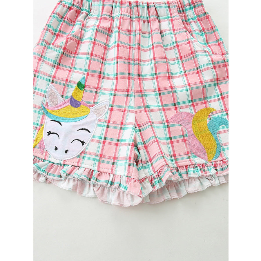 Children’s Unicorn Dreams Sleeveless Top & Plaid Shorts Set Apparel and Accessories