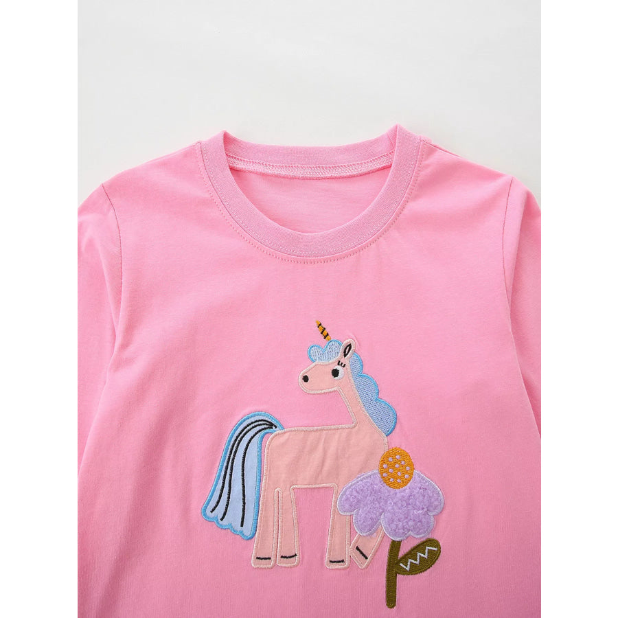 Children’s Unicorn Embroidered Long-Sleeve Top and Pants Set Apparel Accessories