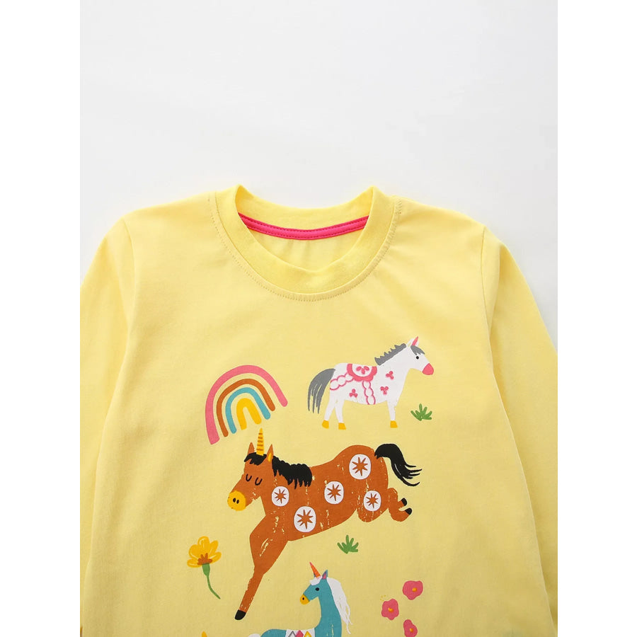 Children’s Unicorn Embroidered Long-Sleeve Top and Pants Set Apparel Accessories