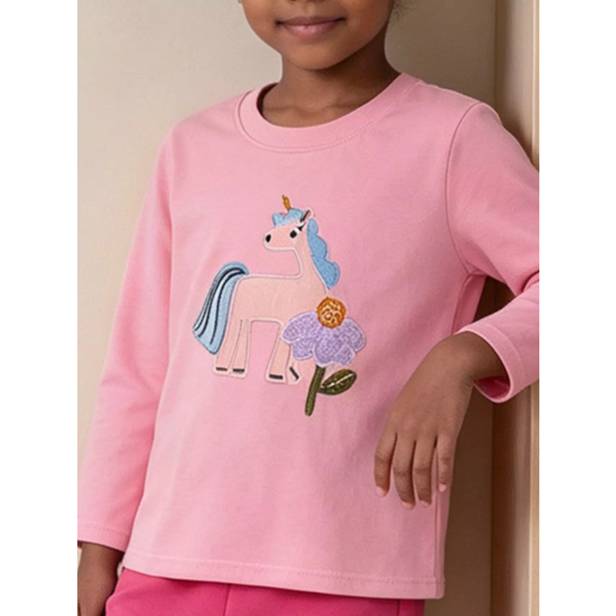 Children’s Unicorn Embroidered Long-Sleeve Top and Pants Set Multicolor / 2Y Apparel Accessories