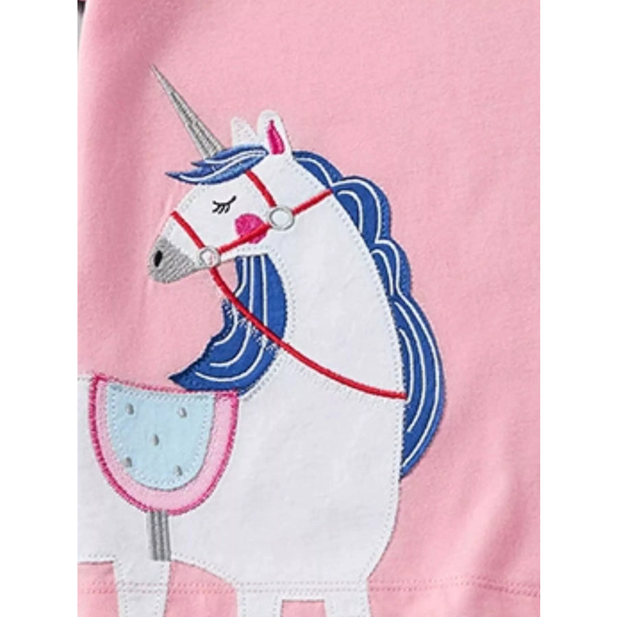 Children’s Unicorn Embroidered Ruffle Sleeve T-Shirt Apparel and Accessories