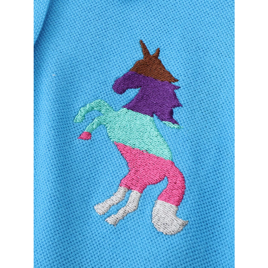 Children’s Unicorn Embroidered Ruffled Polo Dress Apparel and Accessories