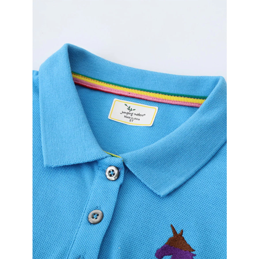 Children’s Unicorn Embroidered Ruffled Polo Dress Apparel and Accessories