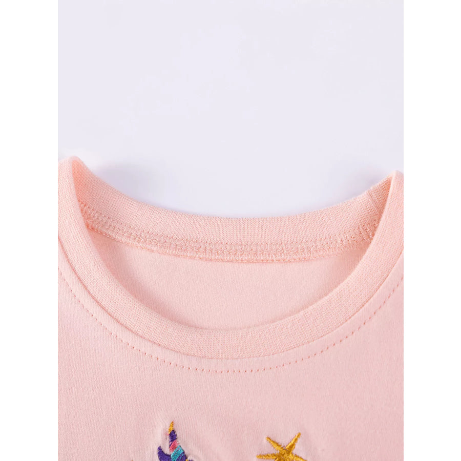 Children’s Unicorn Embroidered Top & Capri Leggings Set Apparel and Accessories