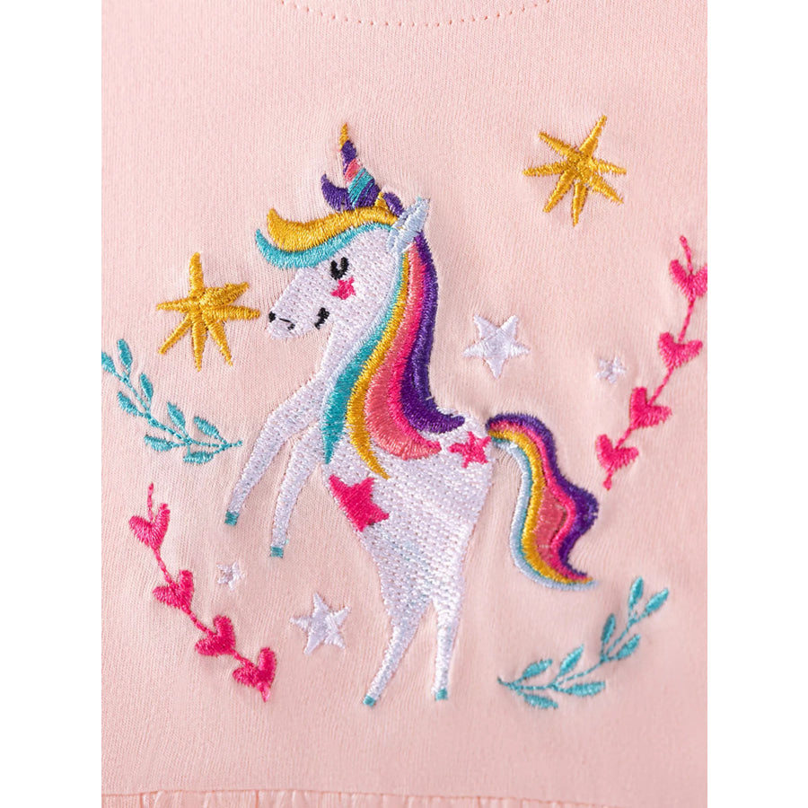 Children’s Unicorn Embroidered Top & Capri Leggings Set Apparel and Accessories
