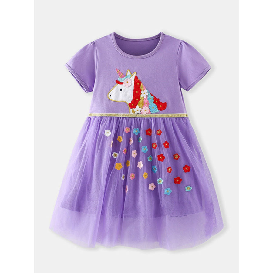 Children’s Unicorn Embroidered Tulle Dress Apparel and Accessories