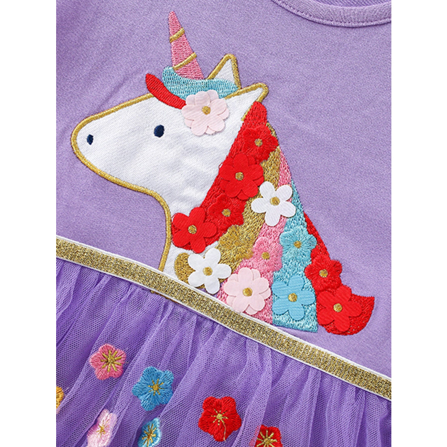 Children’s Unicorn Embroidered Tulle Dress Apparel and Accessories