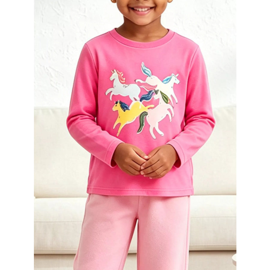 Children’s Unicorn Graphic Long-Sleeve T-Shirt Pink / 2Y Apparel and Accessories