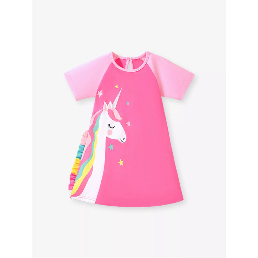 Children’s Unicorn Graphic Short Sleeve Dress Apparel and Accessories