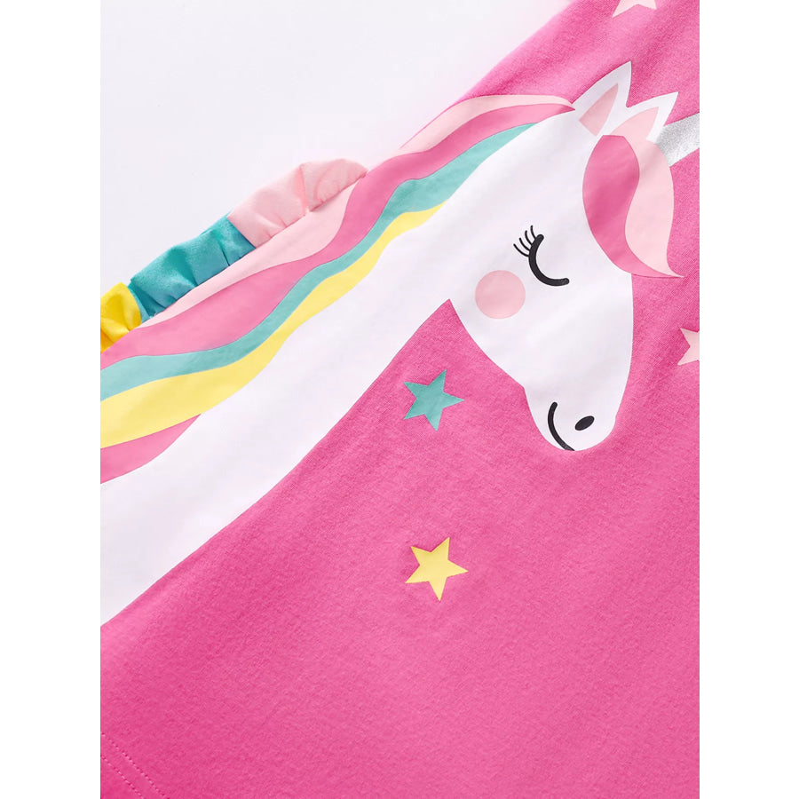 Children’s Unicorn Graphic Short Sleeve Dress Apparel and Accessories