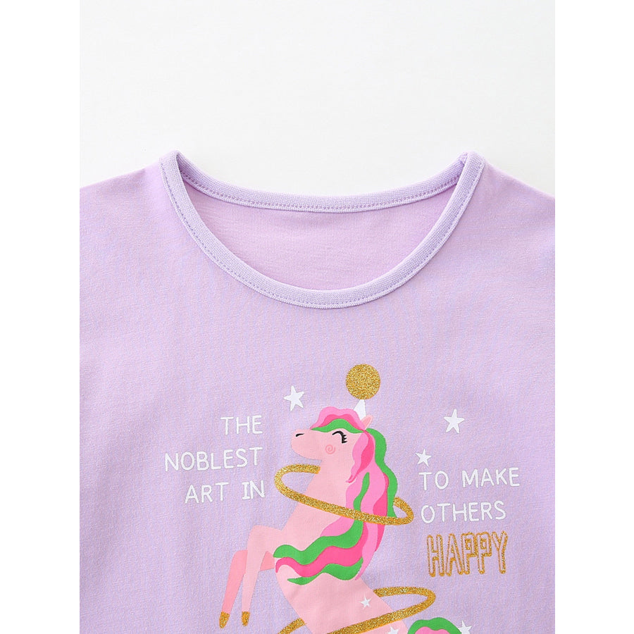 Children’s Unicorn Graphic Short Sleeve T-Shirt Apparel and Accessories
