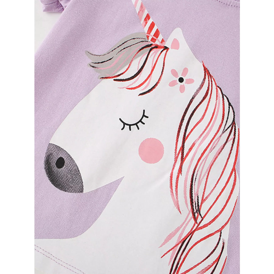 Children’s Unicorn Graphic Short Sleeve T-Shirt Apparel and Accessories
