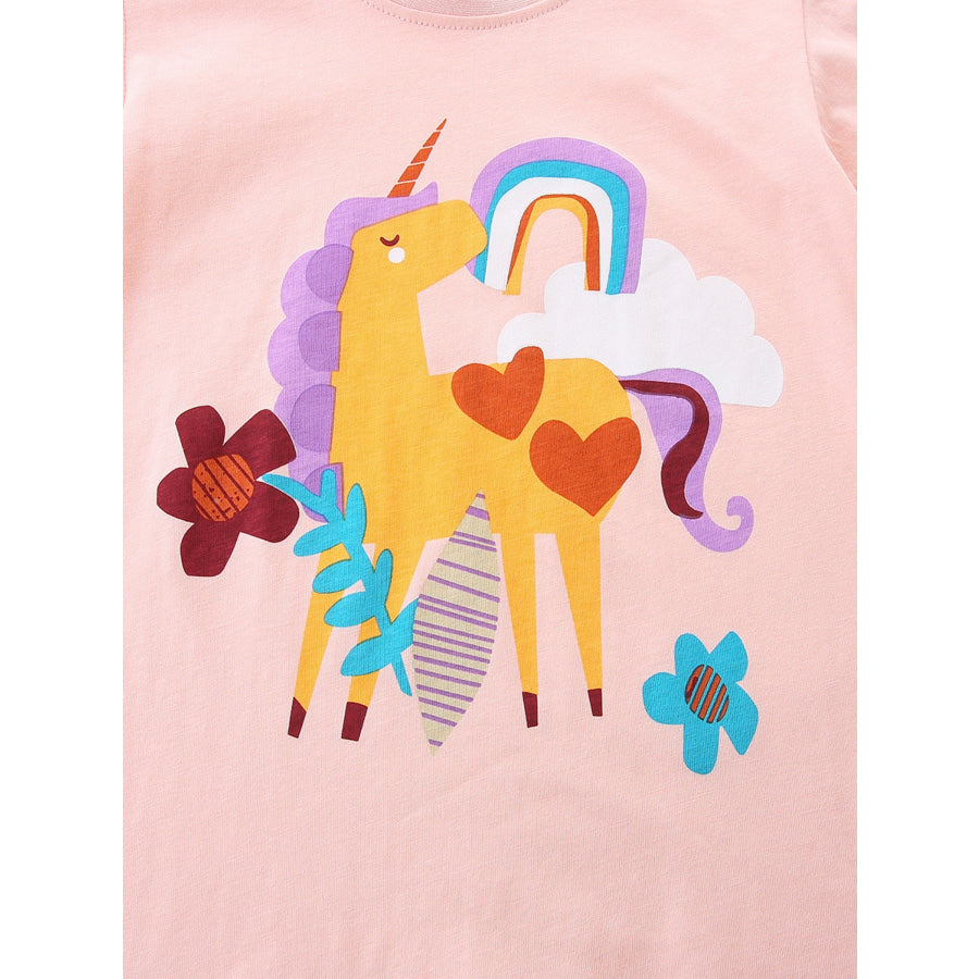 Children’s Unicorn Graphic Short Sleeve T-Shirt Apparel and Accessories