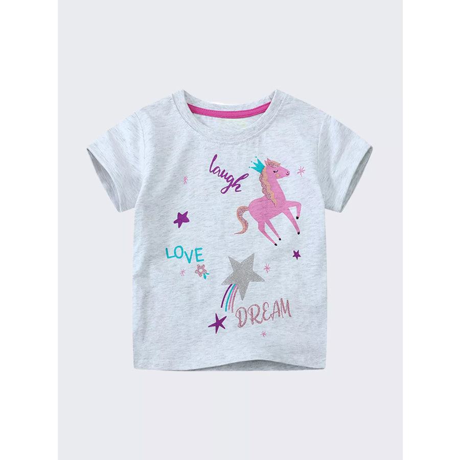 Children’s Unicorn Graphic Short Sleeve T-Shirt Apparel and Accessories