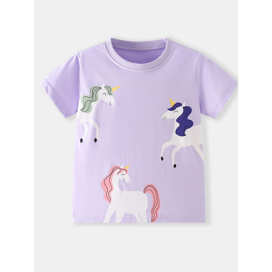 Children’s Unicorn Graphic Short Sleeve T-Shirt Apparel and Accessories