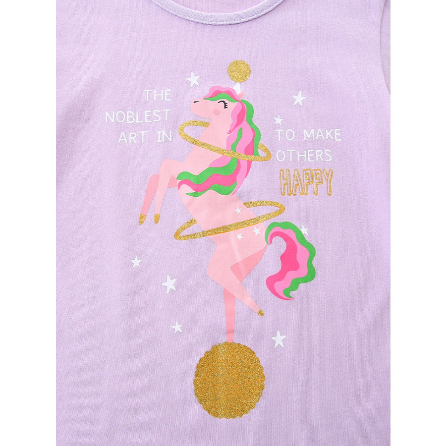 Children’s Unicorn Graphic Short Sleeve T-Shirt Apparel and Accessories
