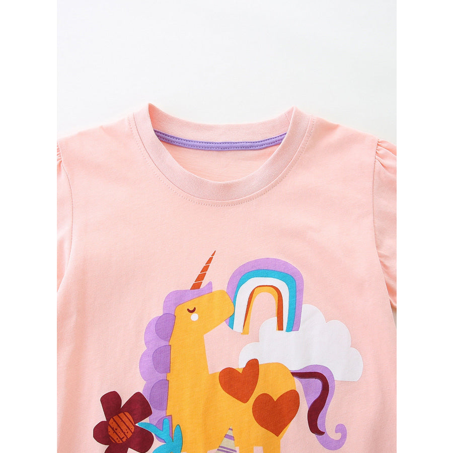Children’s Unicorn Graphic Short Sleeve T-Shirt Apparel and Accessories