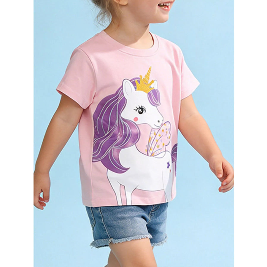 Children’s Unicorn Graphic Short Sleeve T-Shirt Apparel and Accessories