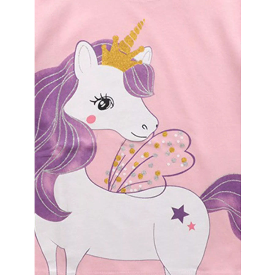 Children’s Unicorn Graphic Short Sleeve T-Shirt Apparel and Accessories