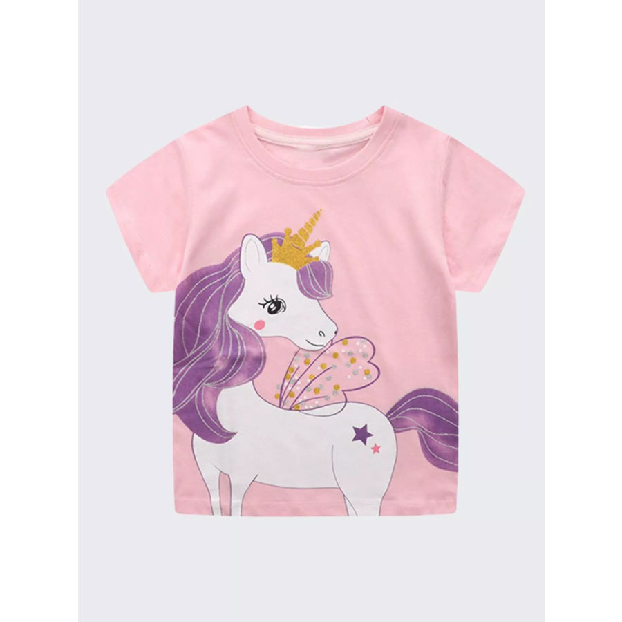 Children’s Unicorn Graphic Short Sleeve T-Shirt Apparel and Accessories