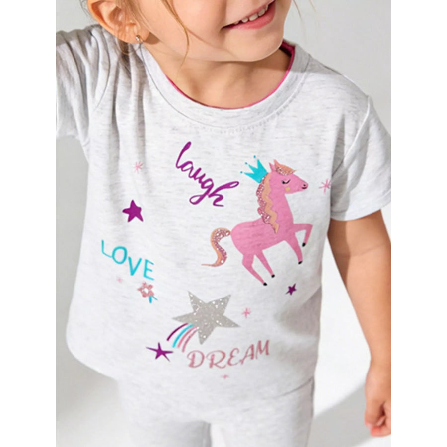 Children’s Unicorn Graphic Short Sleeve T-Shirt Apparel and Accessories