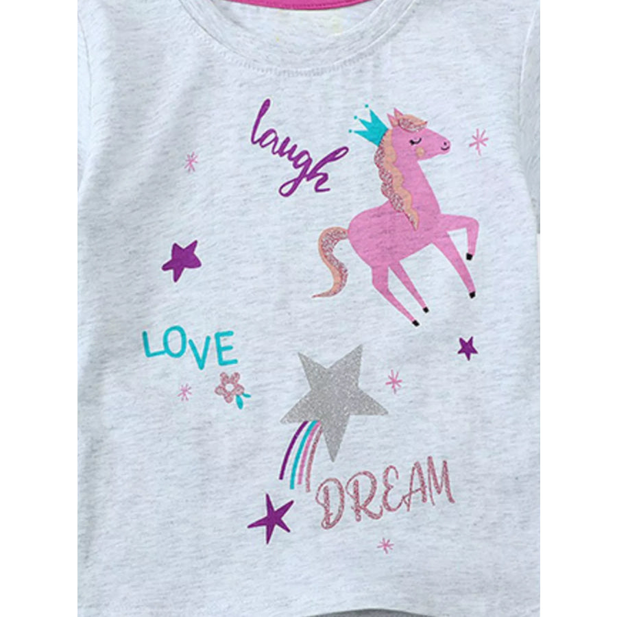 Children’s Unicorn Graphic Short Sleeve T-Shirt Apparel and Accessories