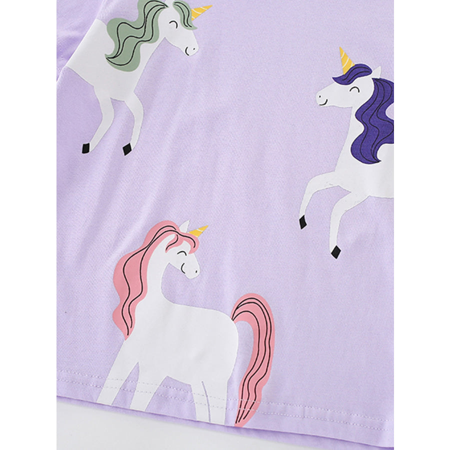 Children’s Unicorn Graphic Short Sleeve T-Shirt Apparel and Accessories