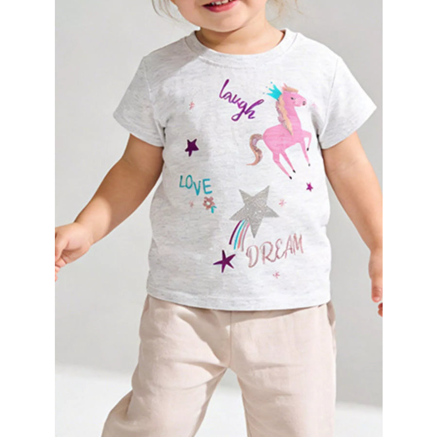 Children’s Unicorn Graphic Short Sleeve T-Shirt Apparel and Accessories