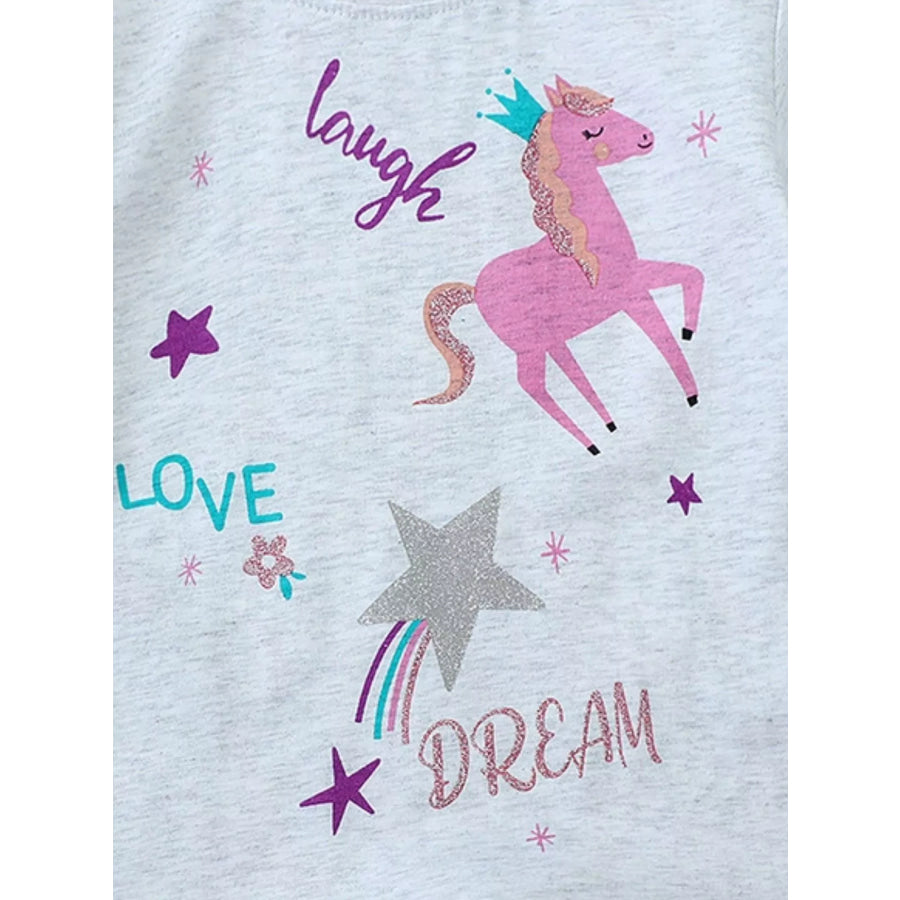 Children’s Unicorn Graphic Short Sleeve T-Shirt Apparel and Accessories