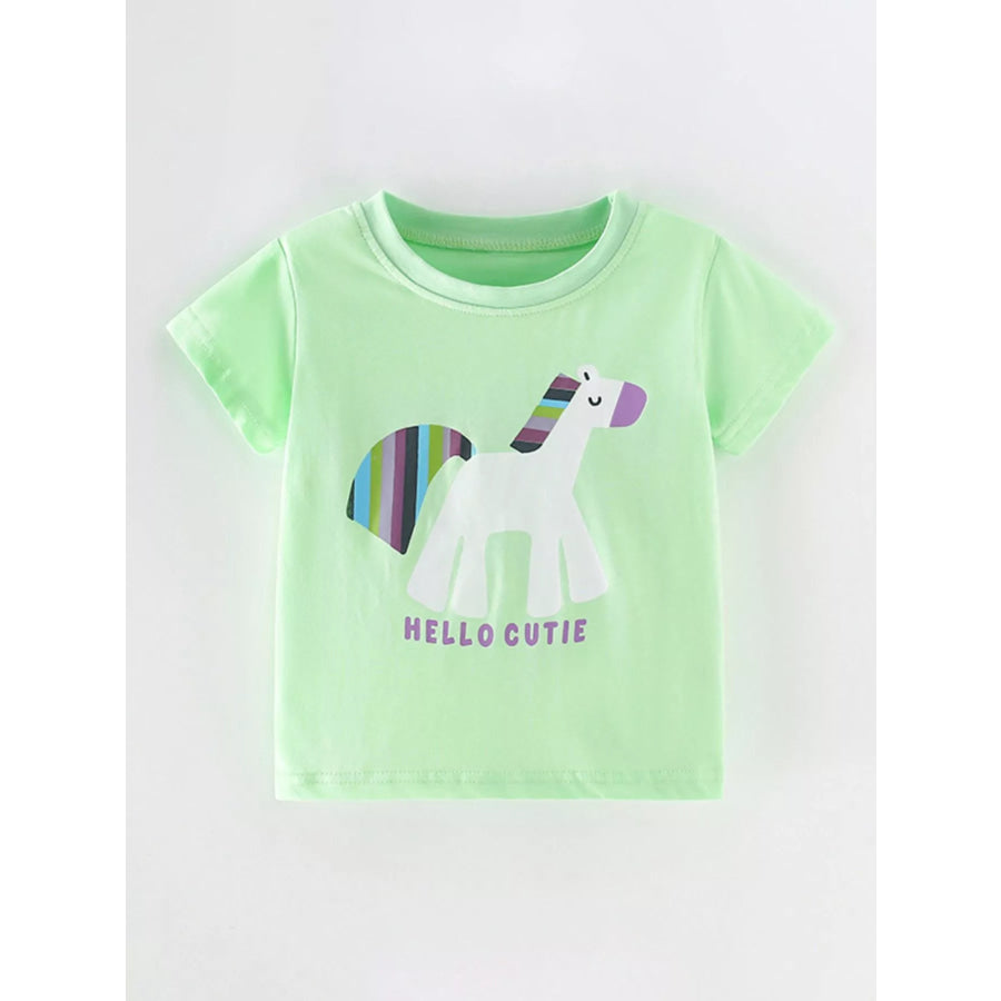 Children’s Unicorn Graphic Short Sleeve T-Shirt Light Green / 3Y Apparel and Accessories