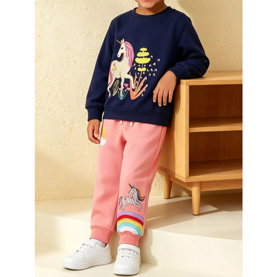 Children’s Unicorn Graphic Sweatshirt and Joggers Set Apparel Accessories