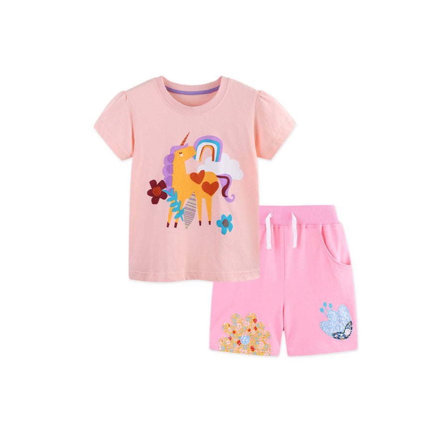 Children’s Unicorn Graphic Tee and Shorts Set Apparel and Accessories
