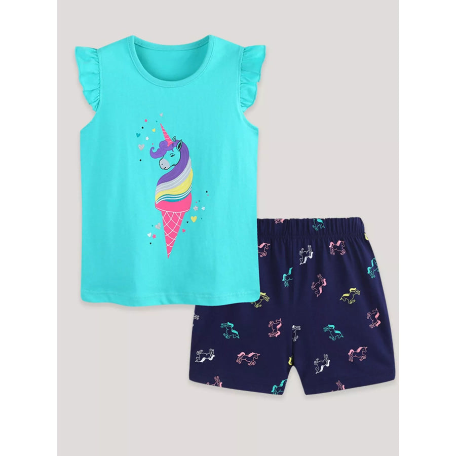 Children’s Unicorn Ice Cream Top & Shorts Set Apparel and Accessories