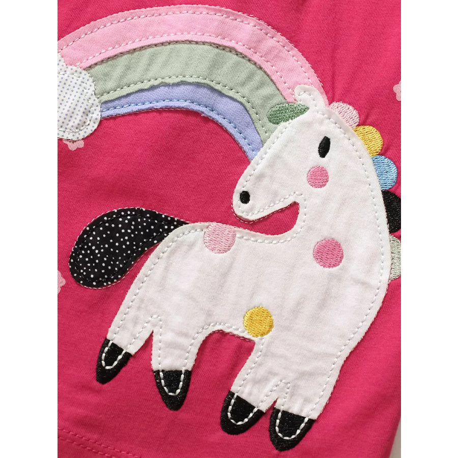 Children’s Unicorn Polka Dot Round Neck Dress Apparel and Accessories