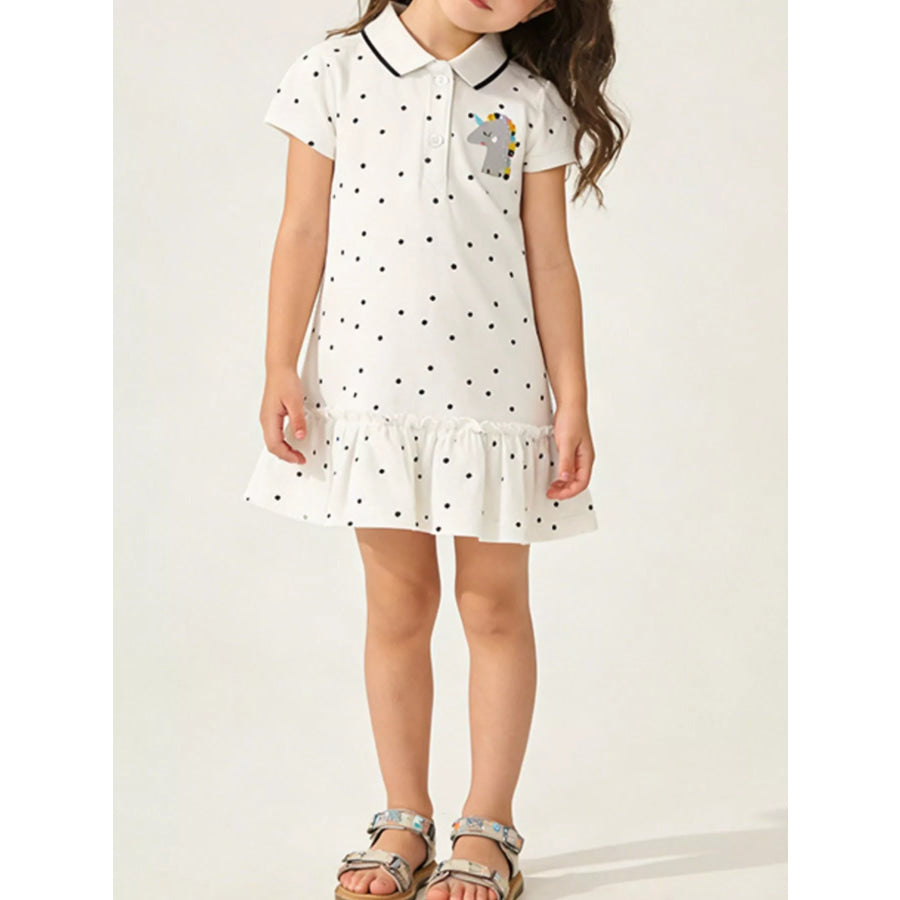 Children’s Unicorn Polka Dot Ruffle Hem Dress Apparel and Accessories