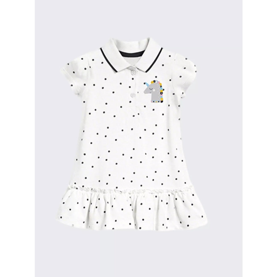 Children’s Unicorn Polka Dot Ruffle Hem Dress Apparel and Accessories