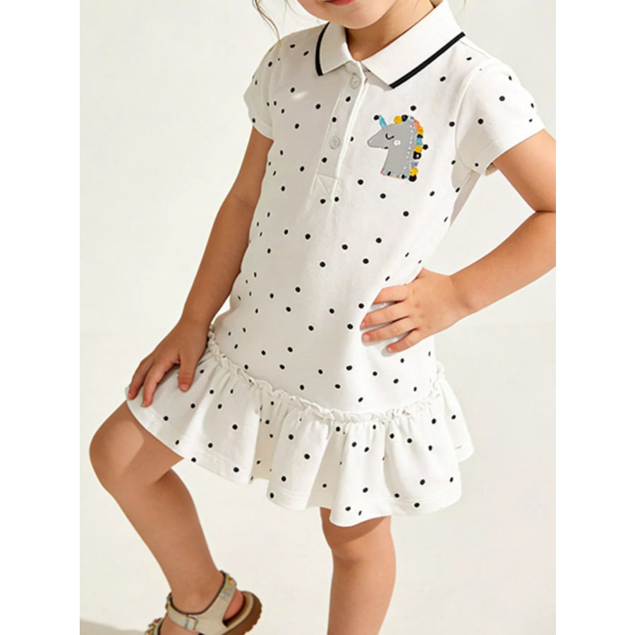 Children’s Unicorn Polka Dot Ruffle Hem Dress Apparel and Accessories