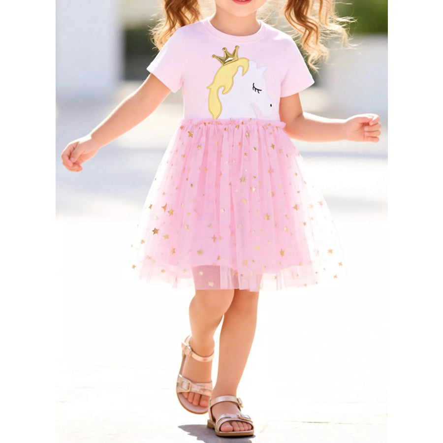 Children’s Unicorn Princess Star Tulle Dress Blush Pink / 2Y Apparel and Accessories
