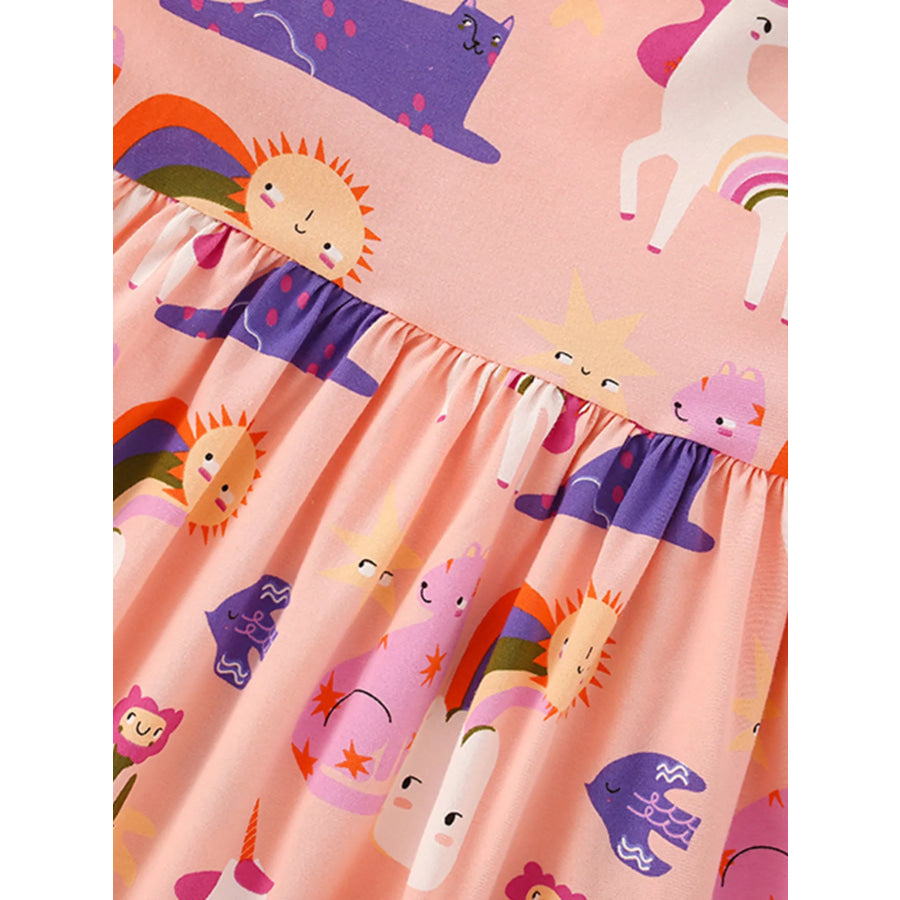 Children’s Unicorn Print Casual Short Sleeve Dress Apparel and Accessories