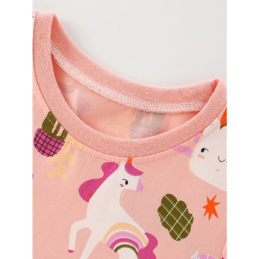 Children’s Unicorn Print Casual Short Sleeve Dress Apparel and Accessories