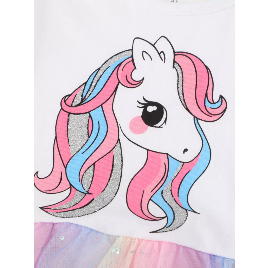 Children’s Unicorn Print Rainbow Tulle Dress Apparel and Accessories