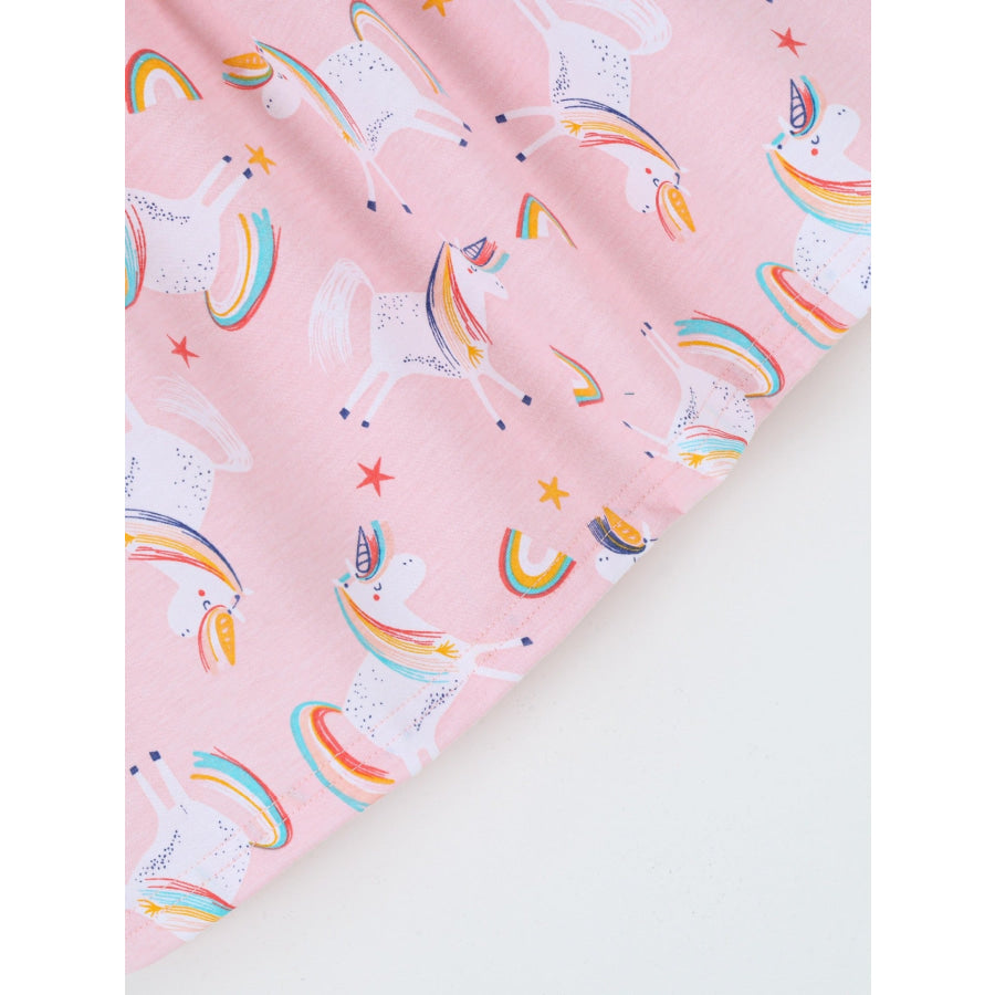 Children’s Unicorn Print Ruffle Sleeve Casual Dress Apparel and Accessories