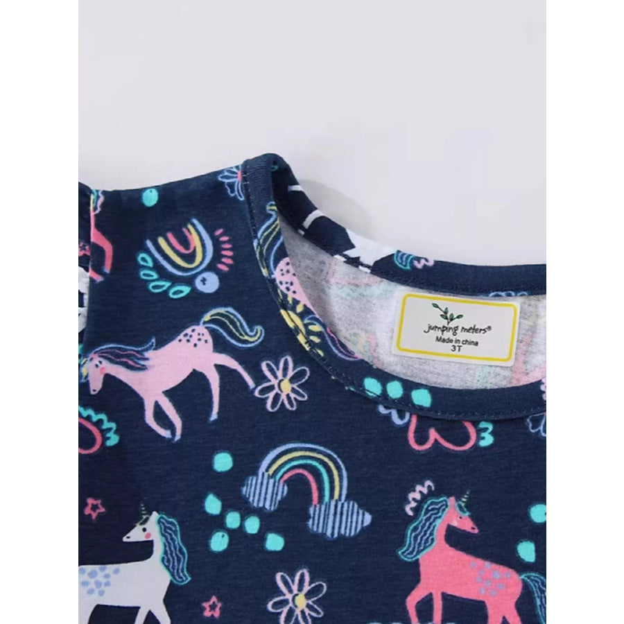 Children’s Unicorn Print Ruffle Sleeve Dress Apparel and Accessories