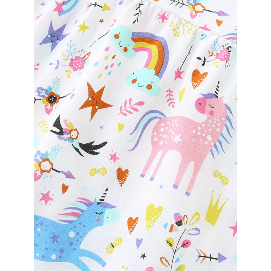 Children’s Unicorn Print Short Sleeve Dress Apparel and Accessories