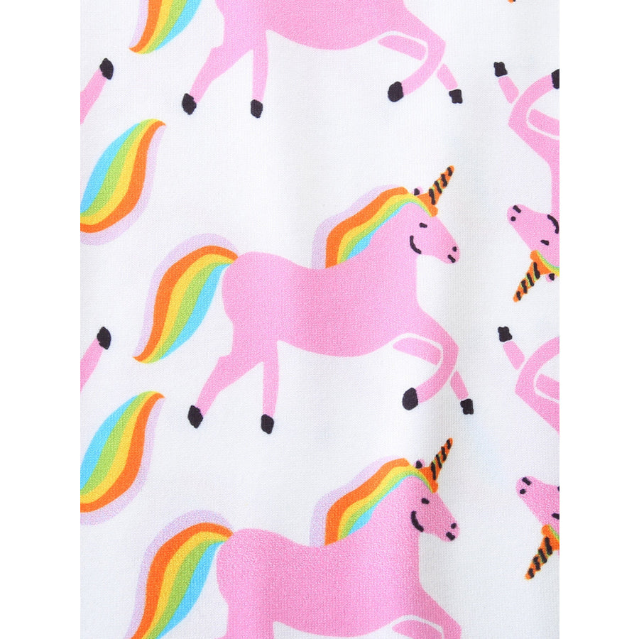 Children’s Unicorn Print Short Sleeve Tee and Shorts Set Apparel and Accessories