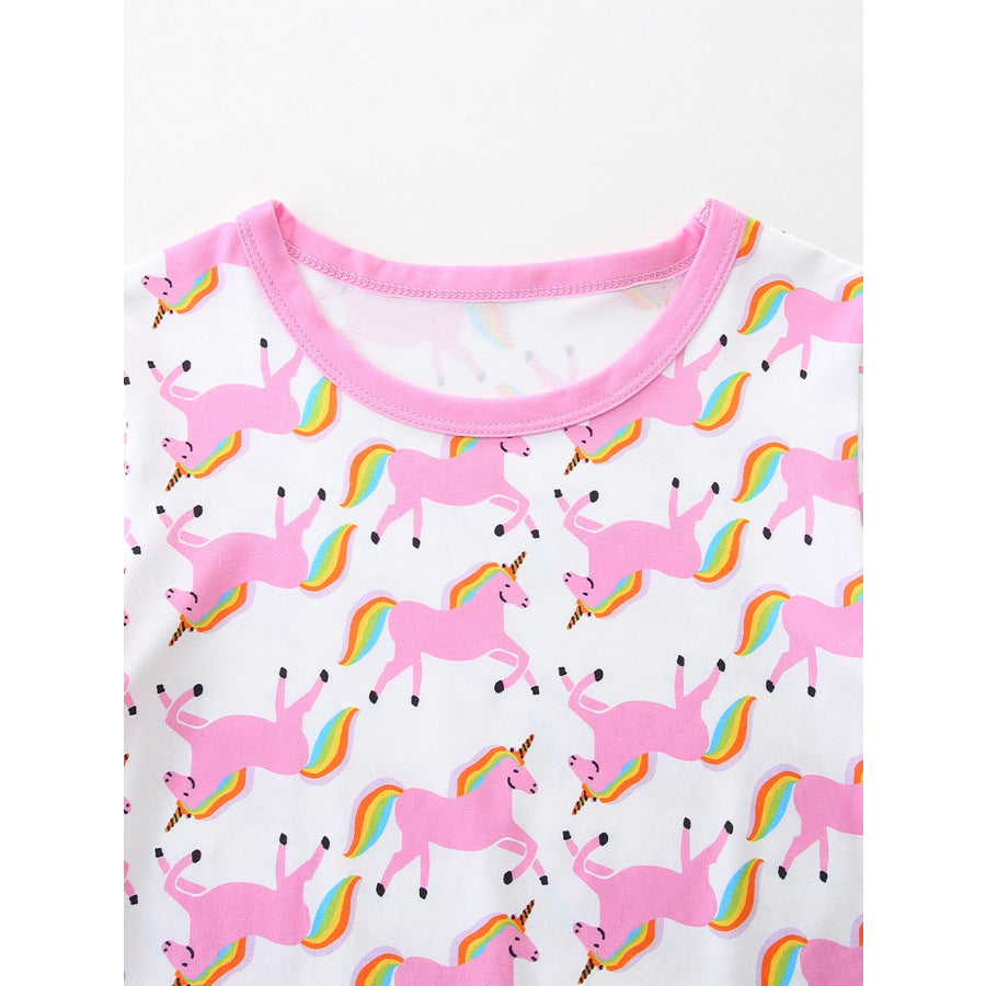 Children’s Unicorn Print Short Sleeve Tee and Shorts Set Apparel and Accessories