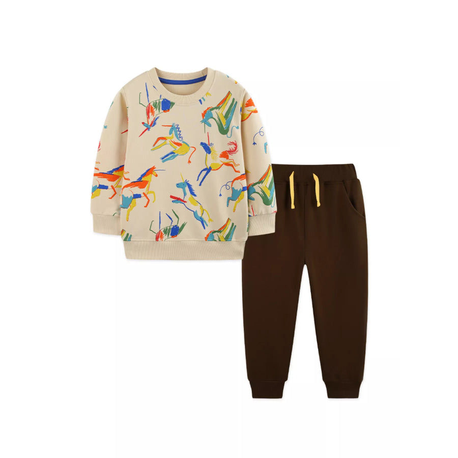 Children’s Unicorn Print Sweatshirt and Joggers Set Apparel Accessories