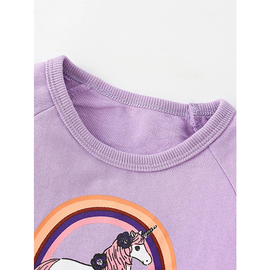 Children’s Unicorn Rainbow Graphic Crew Neck Sweatshirt Apparel and Accessories