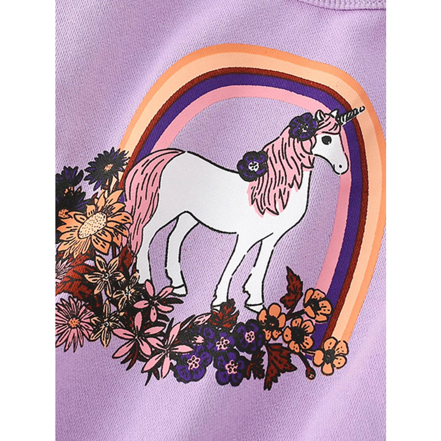 Children’s Unicorn Rainbow Graphic Crew Neck Sweatshirt Apparel and Accessories